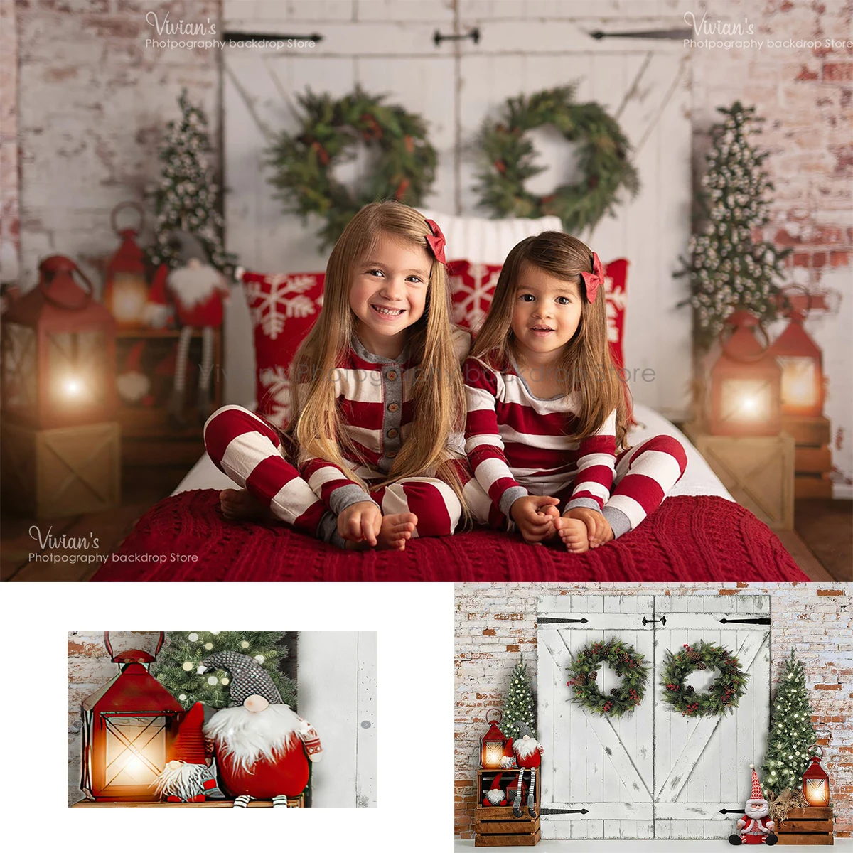 Banner Kids Toys - Kerst Witte Houten Deur Achtergrond Speelgoed