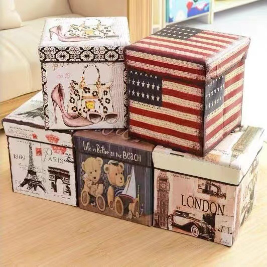 Kids Toys Vintage - Vintage Bedrukte Opvouwbare Opbergdoos Met Meerdere